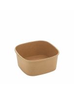 Kraft/PE vierkante bowl 400ml + deksel 13x13x4,3cm