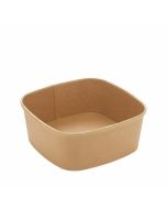 Kraft/PE vierkante bowl 1200ml 17x17x6,5cm