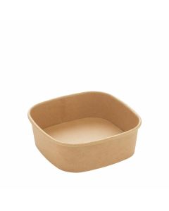 Kraft/PE vierkante bowl 400ml 13x13x4,3cm