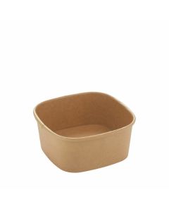 Kraft/PE vierkante bowl 400ml 13x13x4,3cm