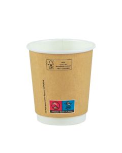 Kraft/PLA beker dubbelwandig 12oz/360ml/90mm Ø SUP